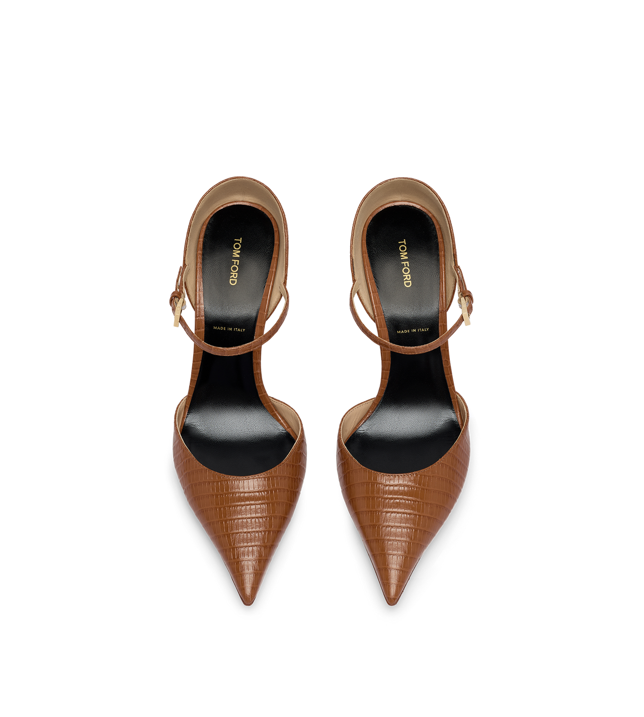 TOM FORD LEATHER TOFFEE TEJUS-EFFECT PRINTED LEATHER VERTIGO MARY JANE PUMP