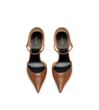 TOM FORD LEATHER TOFFEE TEJUS-EFFECT PRINTED LEATHER VERTIGO MARY JANE PUMP