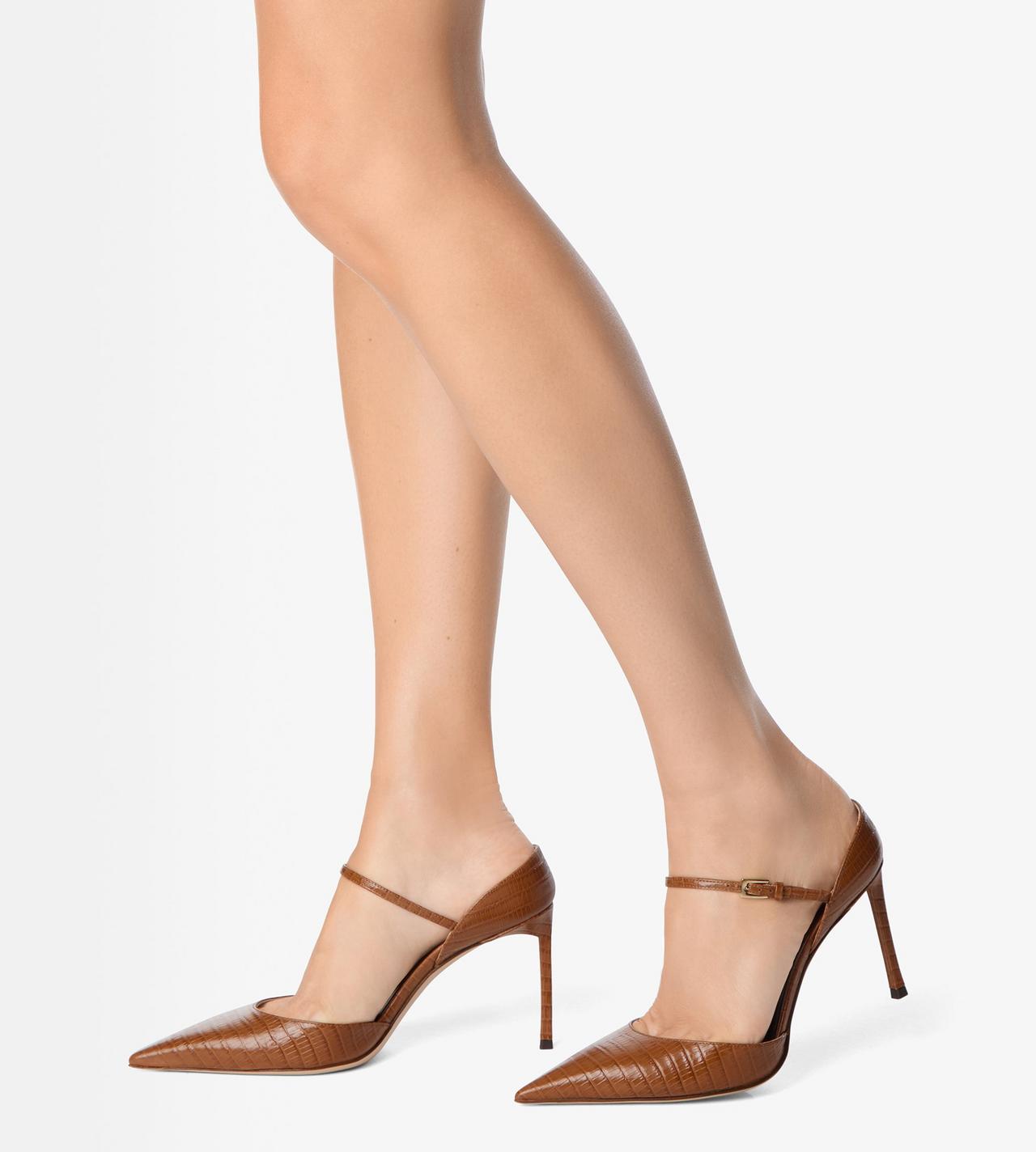 TOM FORD LEATHER TOFFEE TEJUS-EFFECT PRINTED LEATHER VERTIGO MARY JANE PUMP