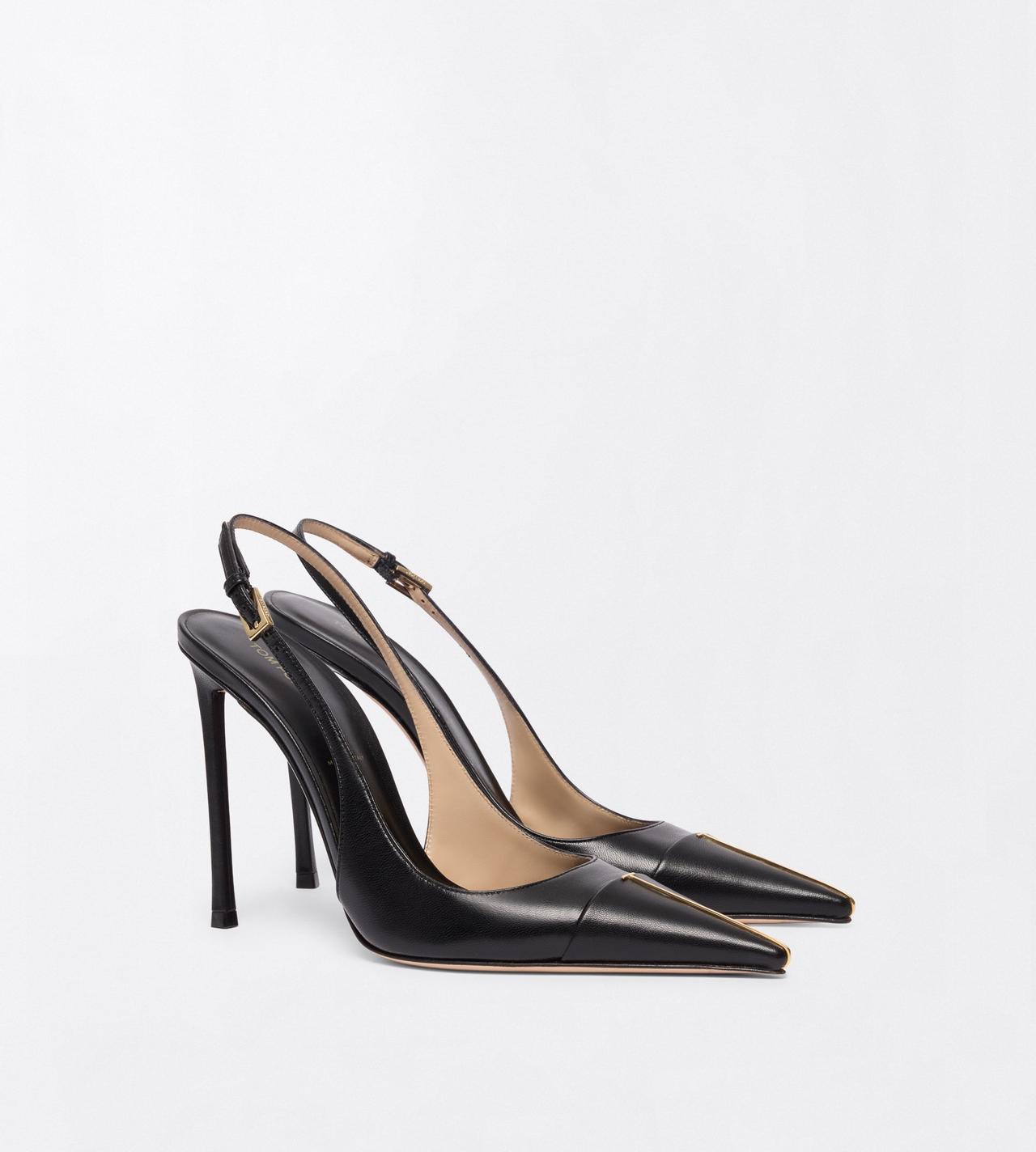 TOM FORD LEATHER BLACK SHINY LEATHER THEA SLINGBACK