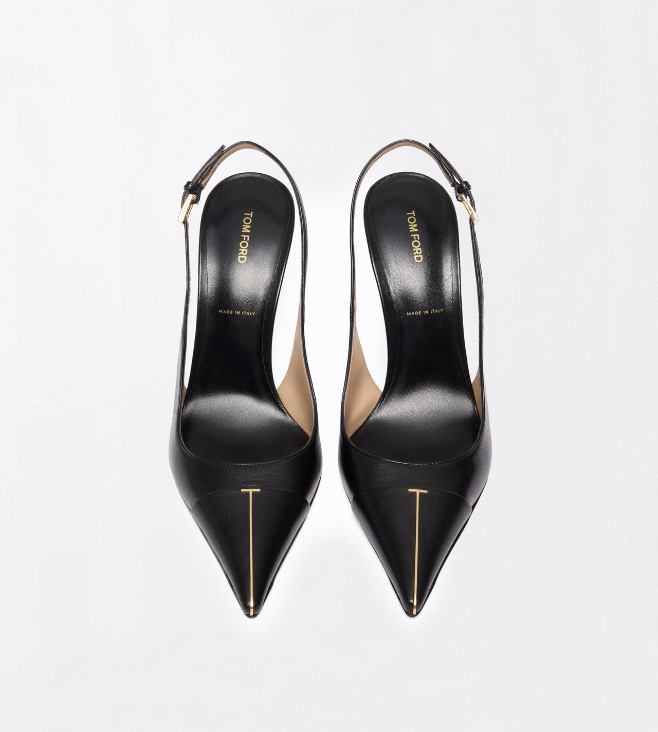 TOM FORD LEATHER BLACK SHINY LEATHER THEA SLINGBACK