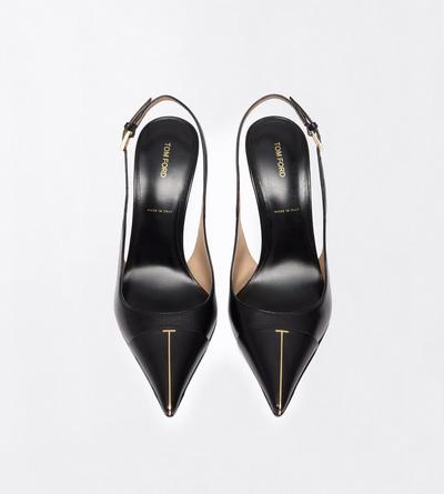 TOM FORD LEATHER BLACK SHINY LEATHER THEA SLINGBACK