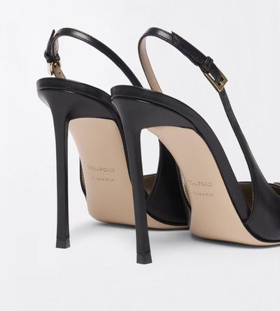 TOM FORD LEATHER BLACK SHINY LEATHER THEA SLINGBACK