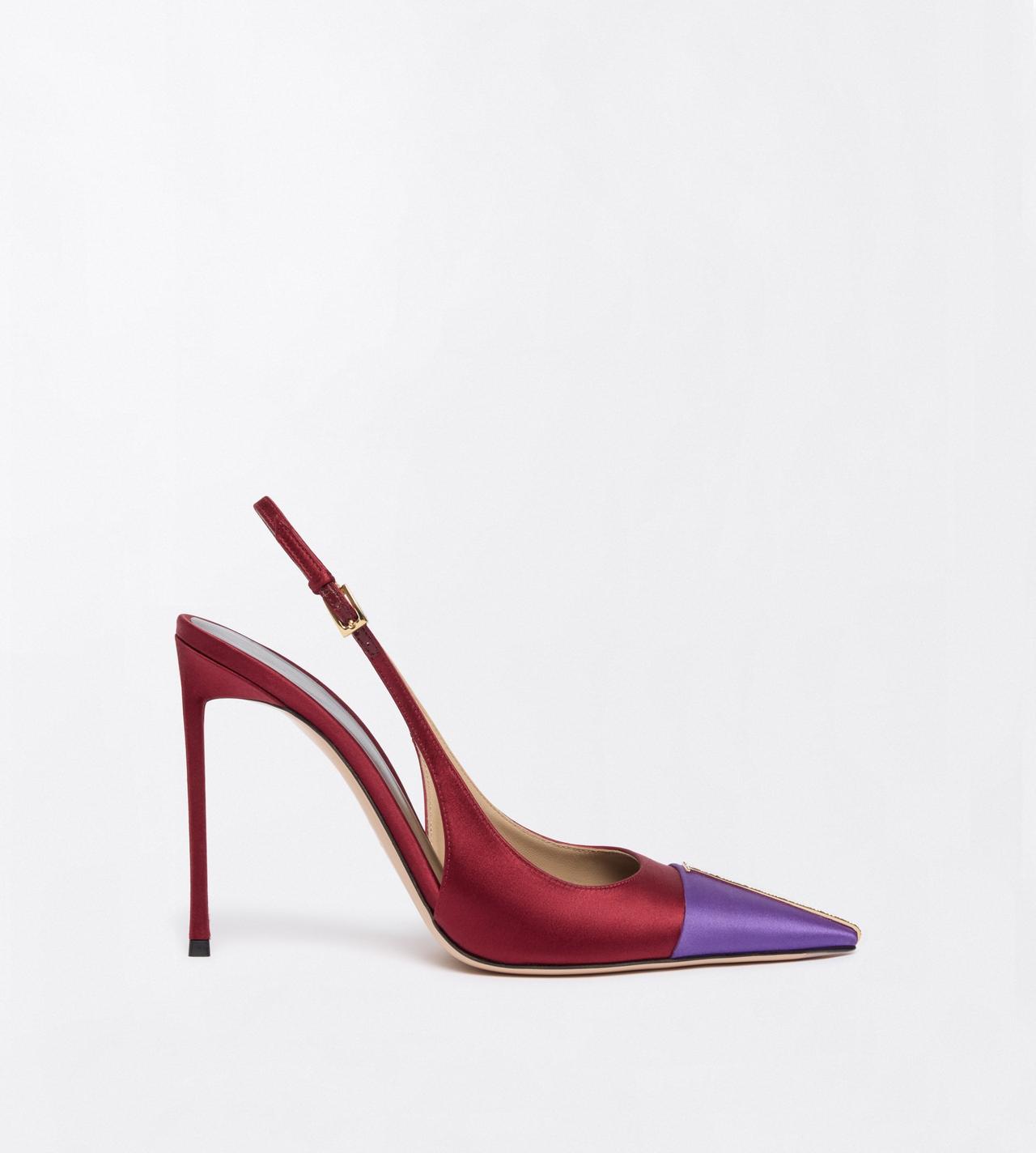 TOM FORD SATIN PRISM VIOLET + POMEGRANATE + CRYSTAL SATIN AND CRYSTAL STONES THEA SLINGBACK