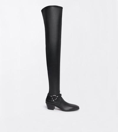 TOM FORD LEATHER BLACK LEATHER CLINT THIGH HIGH BOOT