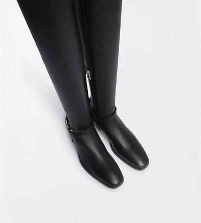 TOM FORD LEATHER BLACK LEATHER CLINT THIGH HIGH BOOT