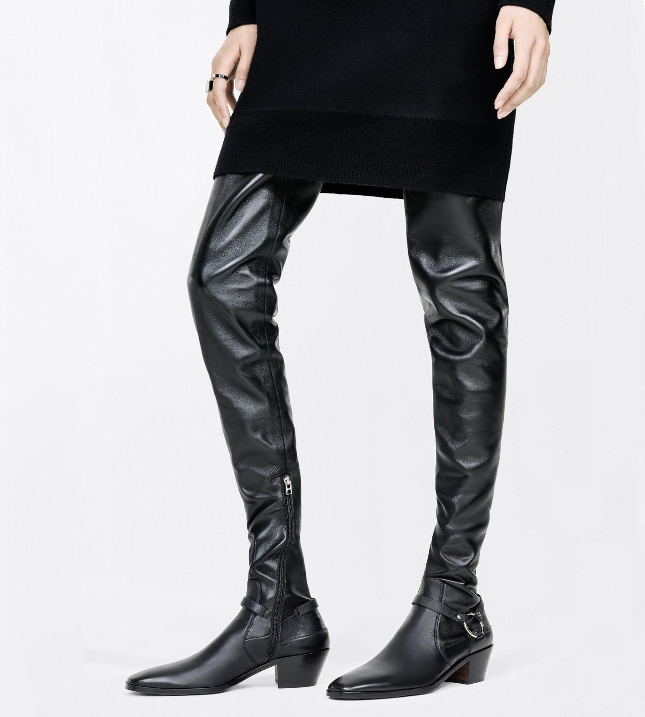 TOM FORD LEATHER BLACK LEATHER CLINT THIGH HIGH BOOT