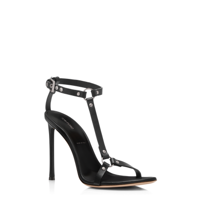 TOM FORD LEATHER BLACK SANDALO BOUND IN PELLE