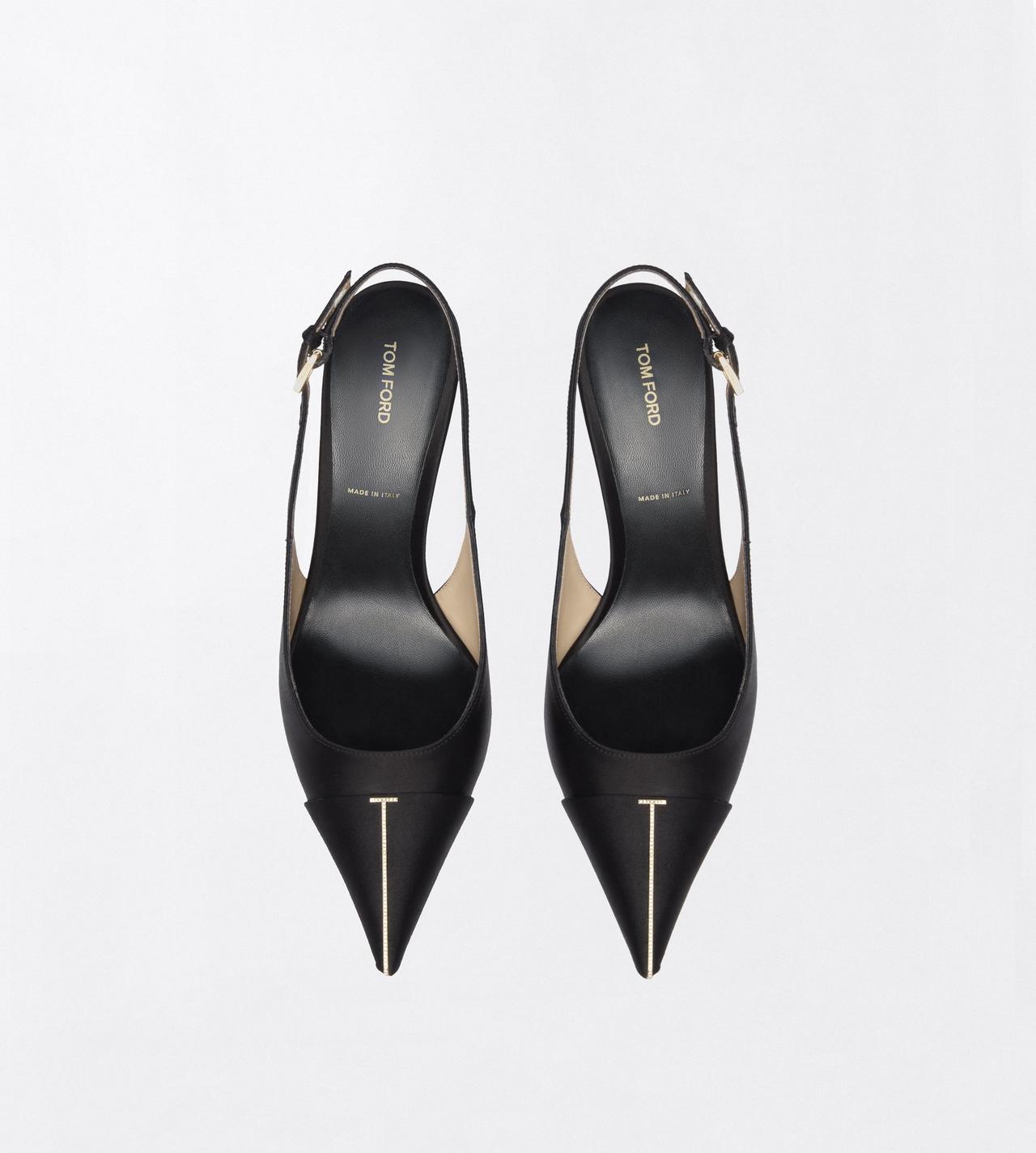 TOM FORD SATIN BLACK + CRYSTAL SATIN AND CRYSTAL STONES THEA SLINGBACK