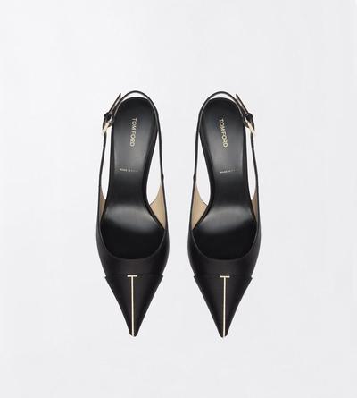 TOM FORD SATIN BLACK + CRYSTAL SATIN AND CRYSTAL STONES THEA SLINGBACK