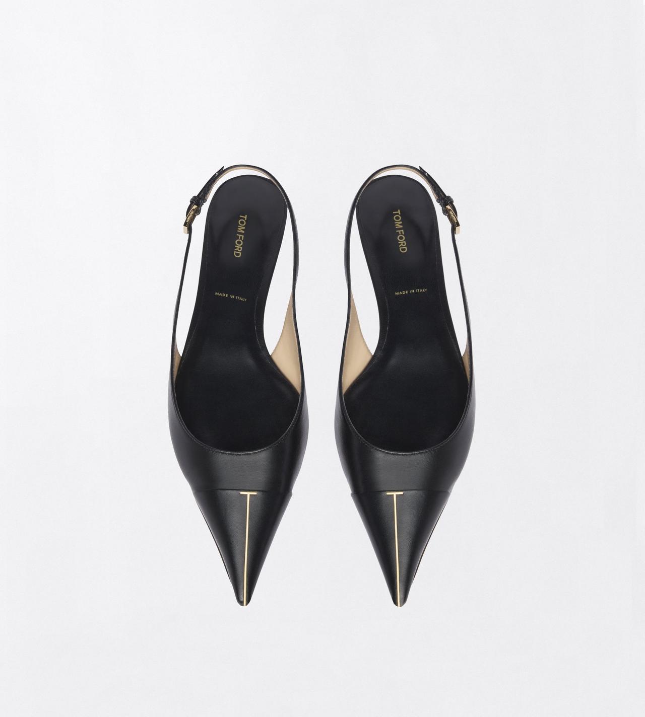 TOM FORD LEATHER BLACK SHINY LEATHER THEA SLINGKBACK BALLERINA