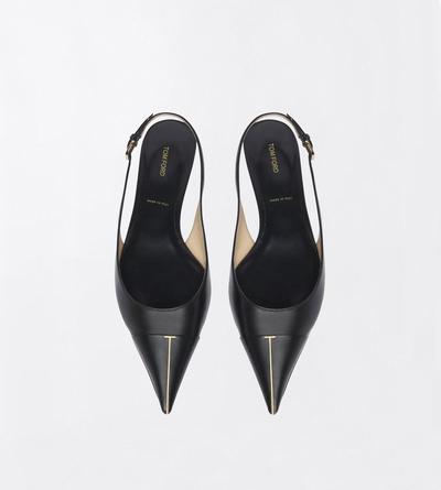 TOM FORD LEATHER BLACK SHINY LEATHER THEA SLINGKBACK BALLERINA