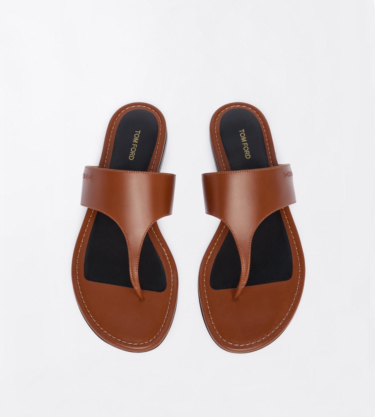 TOM FORD LEATHER HAZELNUT LEATHER LINA THONG SANDAL