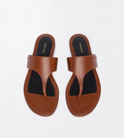 TOM FORD LEATHER HAZELNUT LEATHER LINA THONG SANDAL
