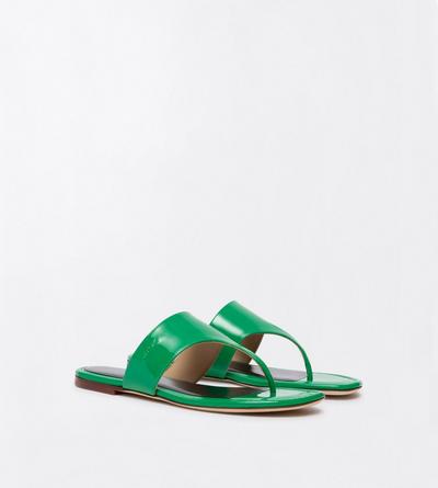 TOM FORD LEATHER BRIGHT GREEN PATENT LEATHER LINA THONG SANDAL