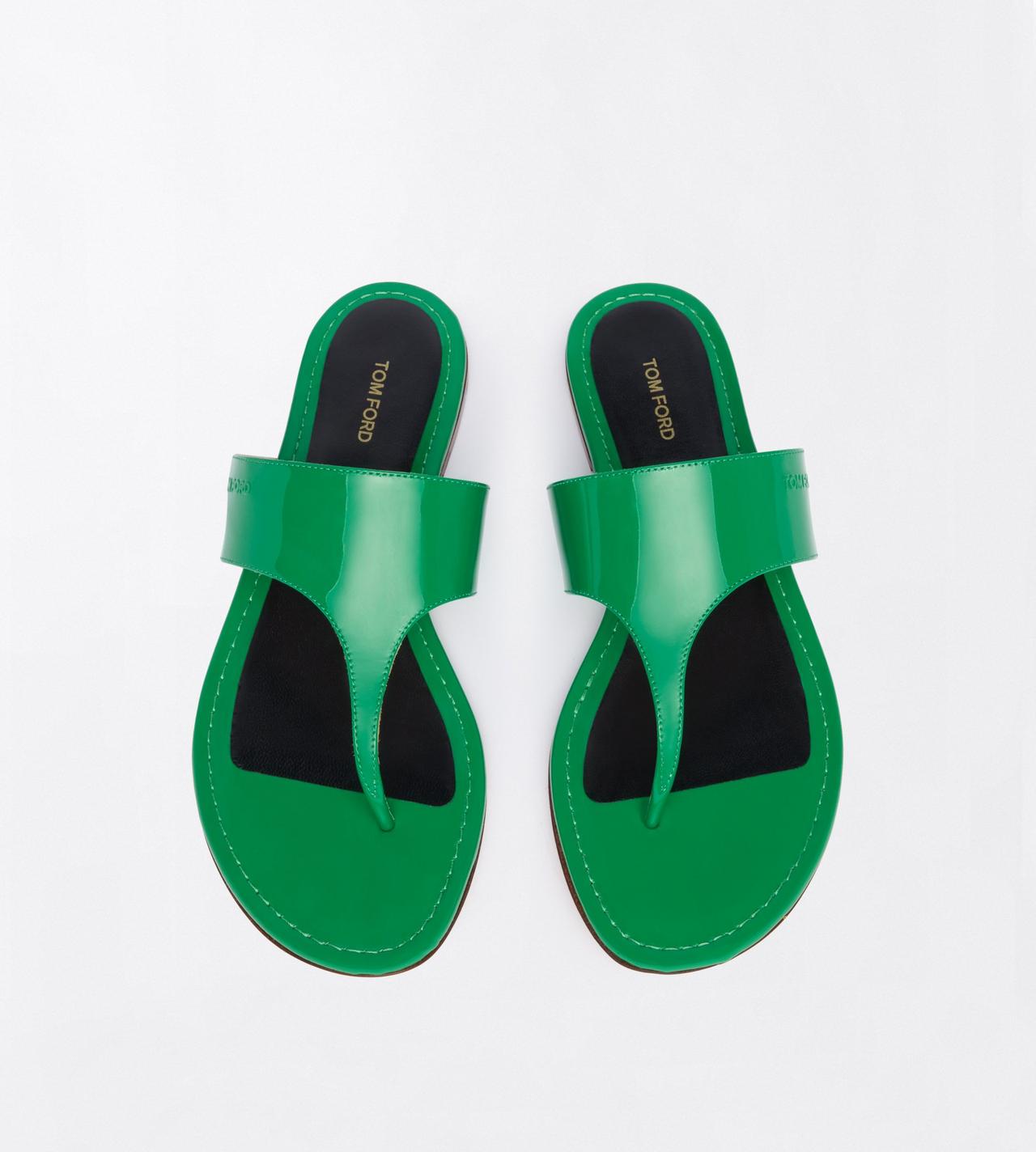 TOM FORD LEATHER BRIGHT GREEN PATENT LEATHER LINA THONG SANDAL