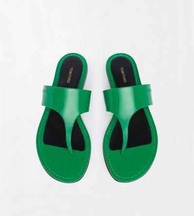 TOM FORD LEATHER BRIGHT GREEN PATENT LEATHER LINA THONG SANDAL