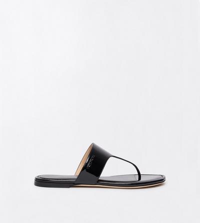 TOM FORD LEATHER BLACK PATENT LEATHER LINA THONG SANDAL