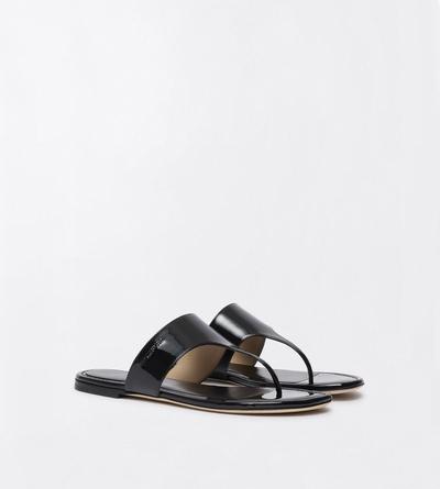 TOM FORD LEATHER BLACK PATENT LEATHER LINA THONG SANDAL