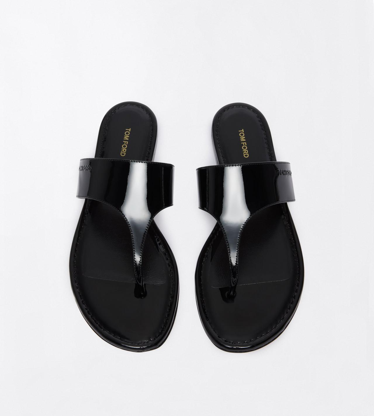 TOM FORD LEATHER BLACK PATENT LEATHER LINA THONG SANDAL