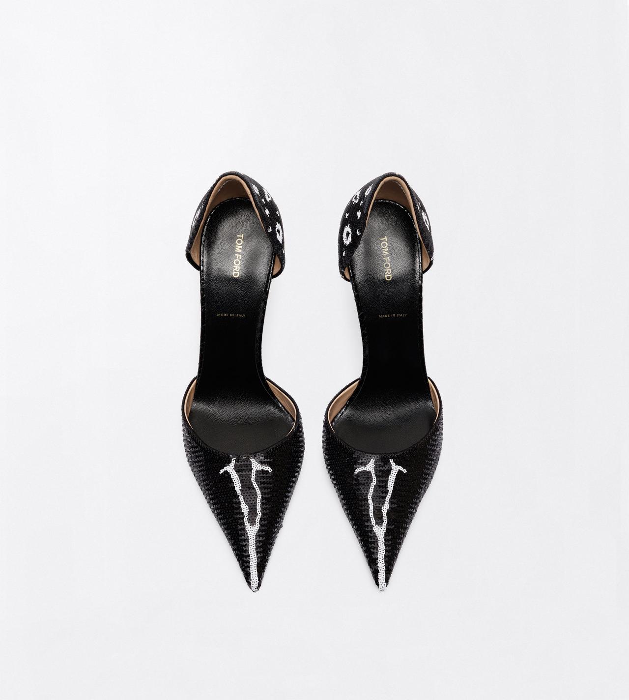 TOM FORD SEQUINS BLACK/WHITE SEQUIN EMBROIDERY VERTIGO D'ORSAY PUMP