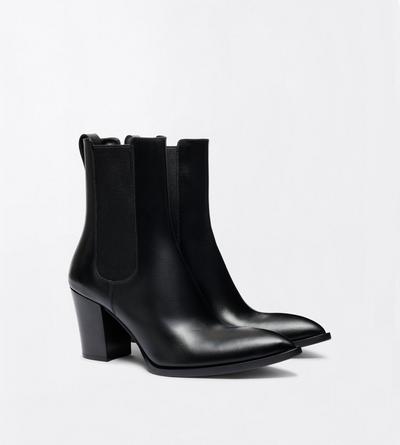 TOM FORD LEATHER BLACK BURNISHED LEATHER DAGGER ANKLE BOOT