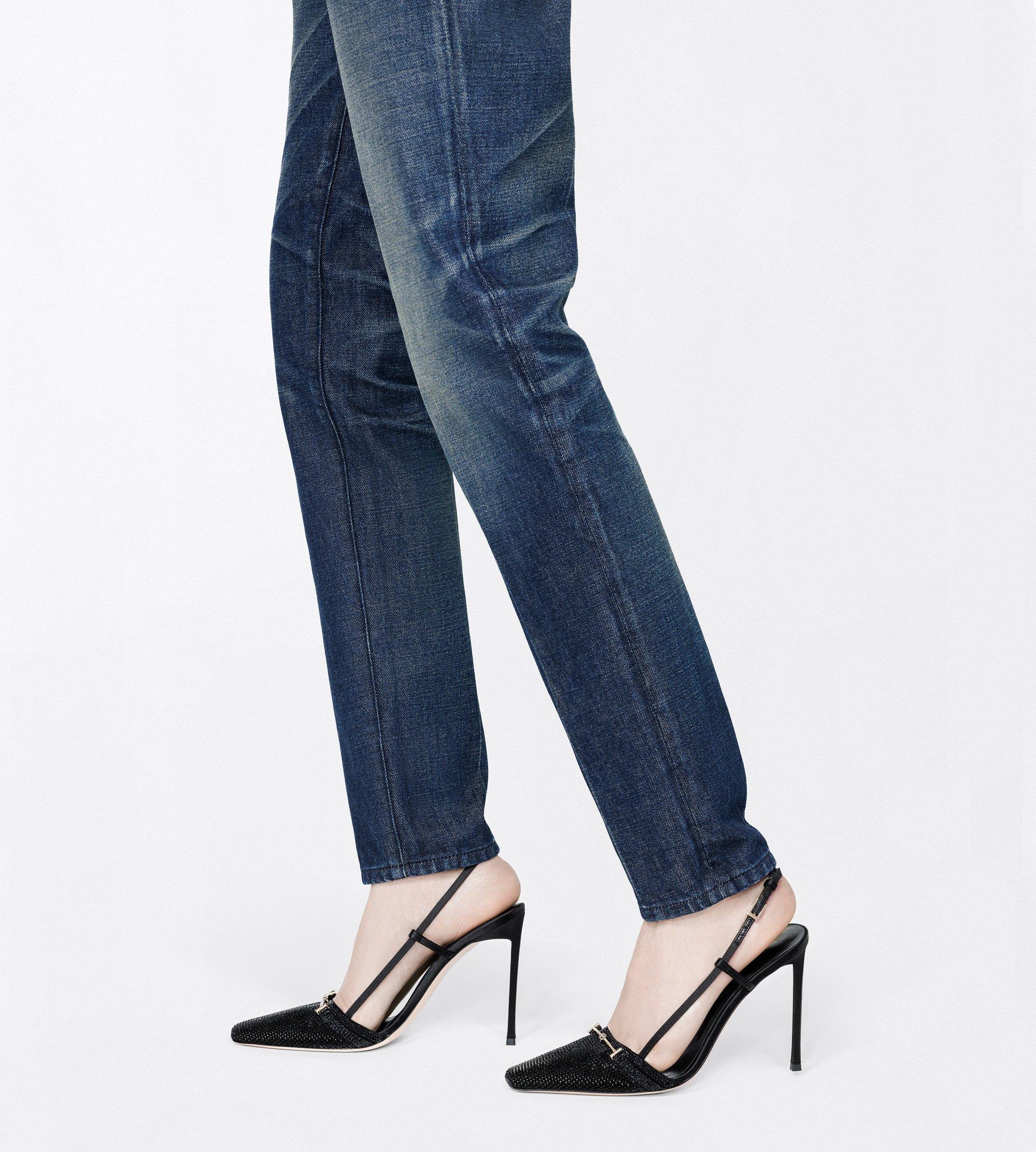 CRYSTAL STONES AND SATIN ARC SLINGBACK