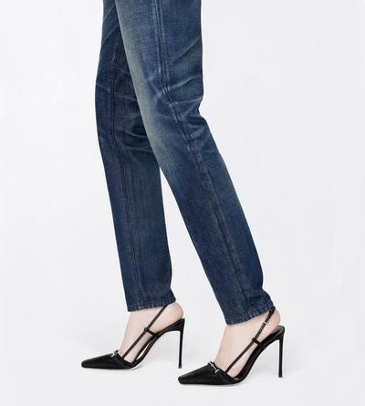 TOM FORD CRYSTAL BLACK CRYSTAL STONES AND SATIN ARC SLINGBACK