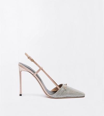 TOM FORD CRYSTAL  CRYSTAL STONES AND SATIN ARC SLINGBACK