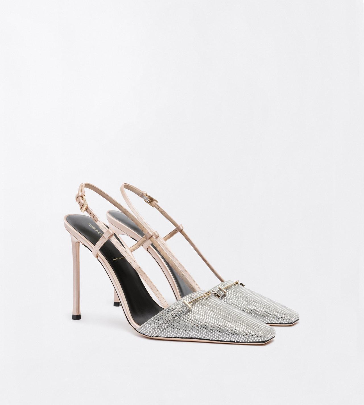 TOM FORD CRYSTAL  CRYSTAL STONES AND SATIN ARC SLINGBACK