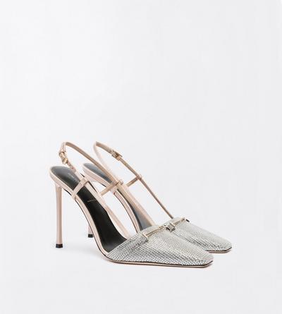 TOM FORD CRYSTAL  CRYSTAL STONES AND SATIN ARC SLINGBACK