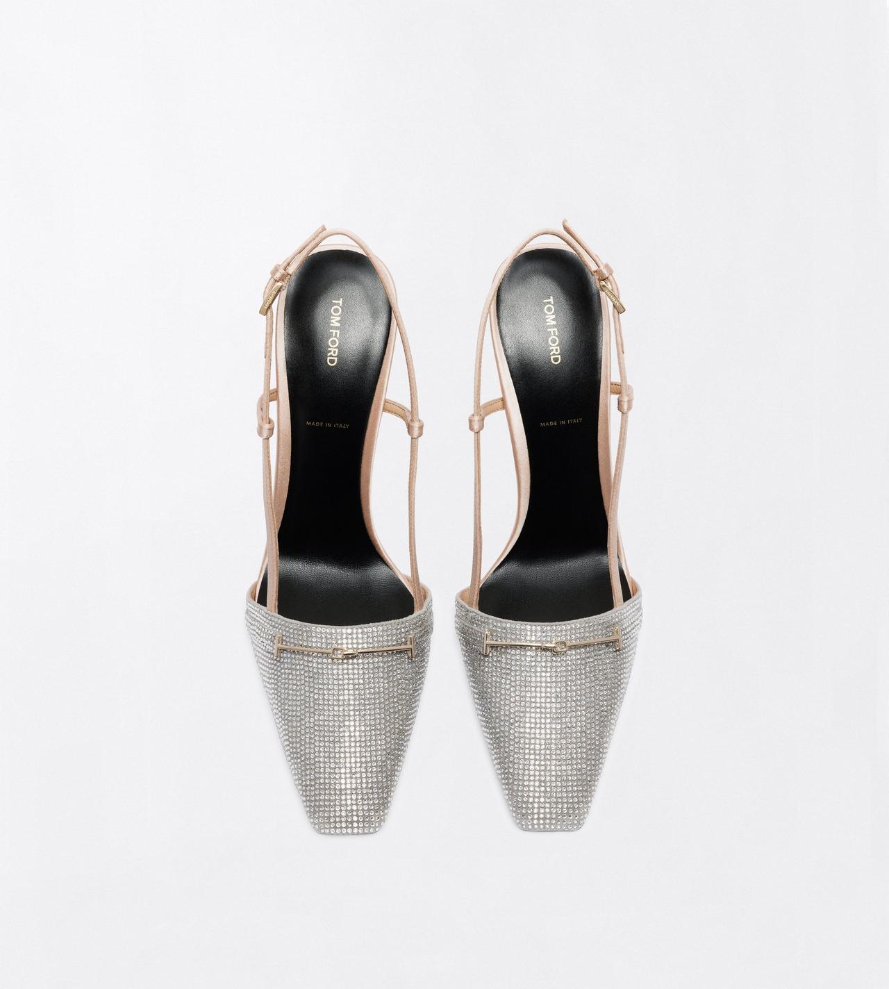 TOM FORD CRYSTAL  CRYSTAL STONES AND SATIN ARC SLINGBACK