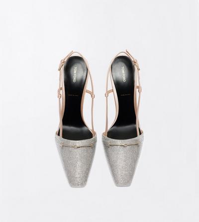 TOM FORD CRYSTAL  CRYSTAL STONES AND SATIN ARC SLINGBACK