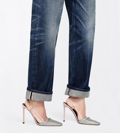 TOM FORD CRYSTAL  CRYSTAL STONES AND SATIN ARC SLINGBACK