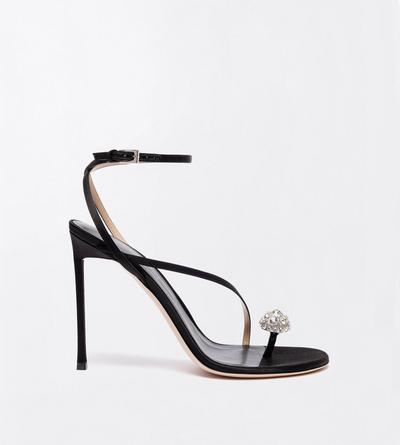 TOM FORD CRYSTAL BLACK + CRYSTAL SATIN AND CRYSTAL STONES CASSIA ANKLE STRAP SANDAL