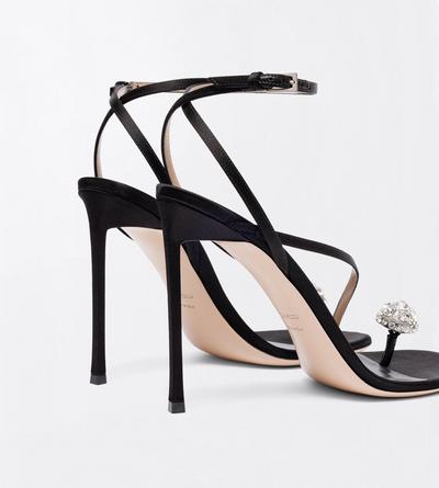 TOM FORD CRYSTAL BLACK + CRYSTAL SATIN AND CRYSTAL STONES CASSIA ANKLE STRAP SANDAL