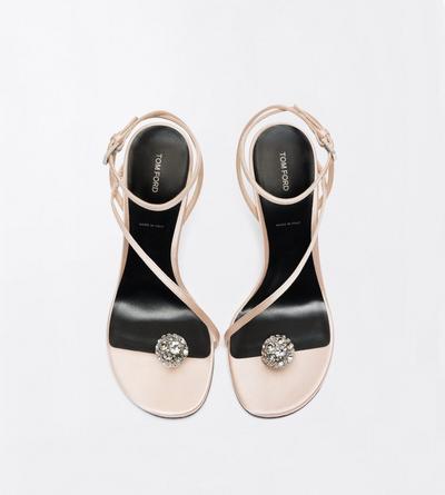 TOM FORD CRYSTAL SOFT PINK + CRYSTAL SATIN AND CRYSTAL STONES CASSIA ANKLE STRAP SANDAL