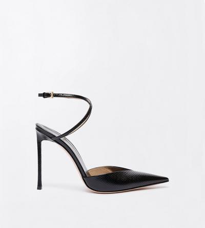 TOM FORD LEATHER BLACK KARUNG-EFFECT EMBOSSED LEATHER SELEN PUMP
