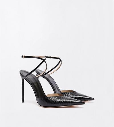 TOM FORD LEATHER BLACK KARUNG-EFFECT EMBOSSED LEATHER SELEN PUMP