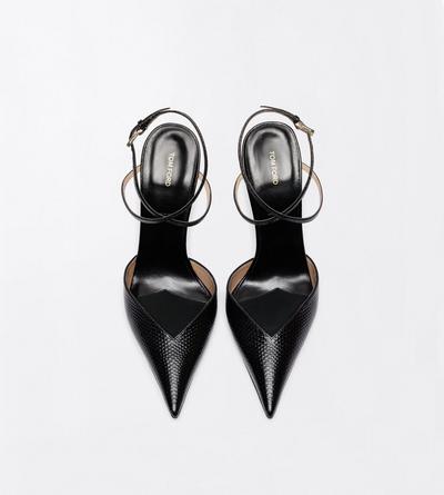TOM FORD LEATHER BLACK KARUNG-EFFECT EMBOSSED LEATHER SELEN PUMP