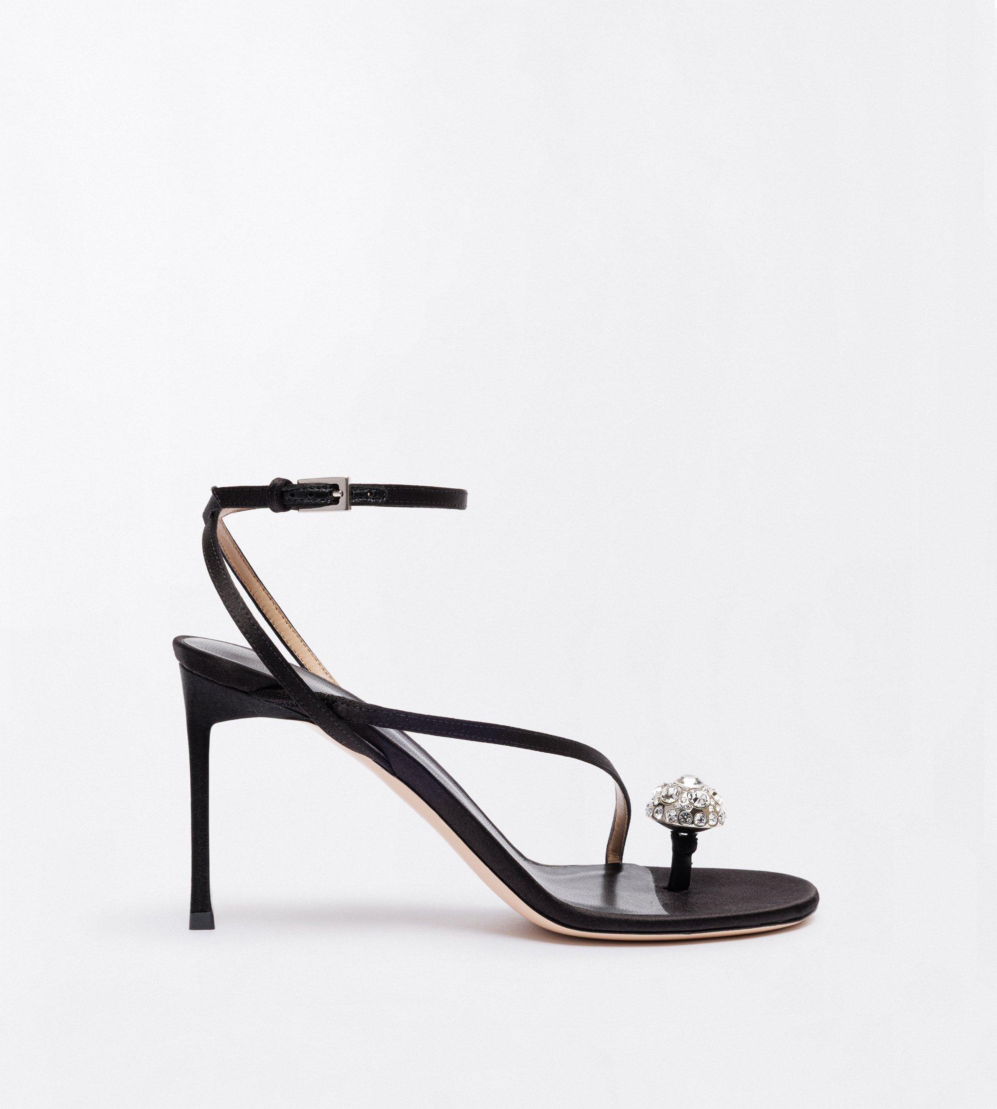 SATIN AND CRYSTAL STONES CASSIA ANKLE STRAP SANDAL