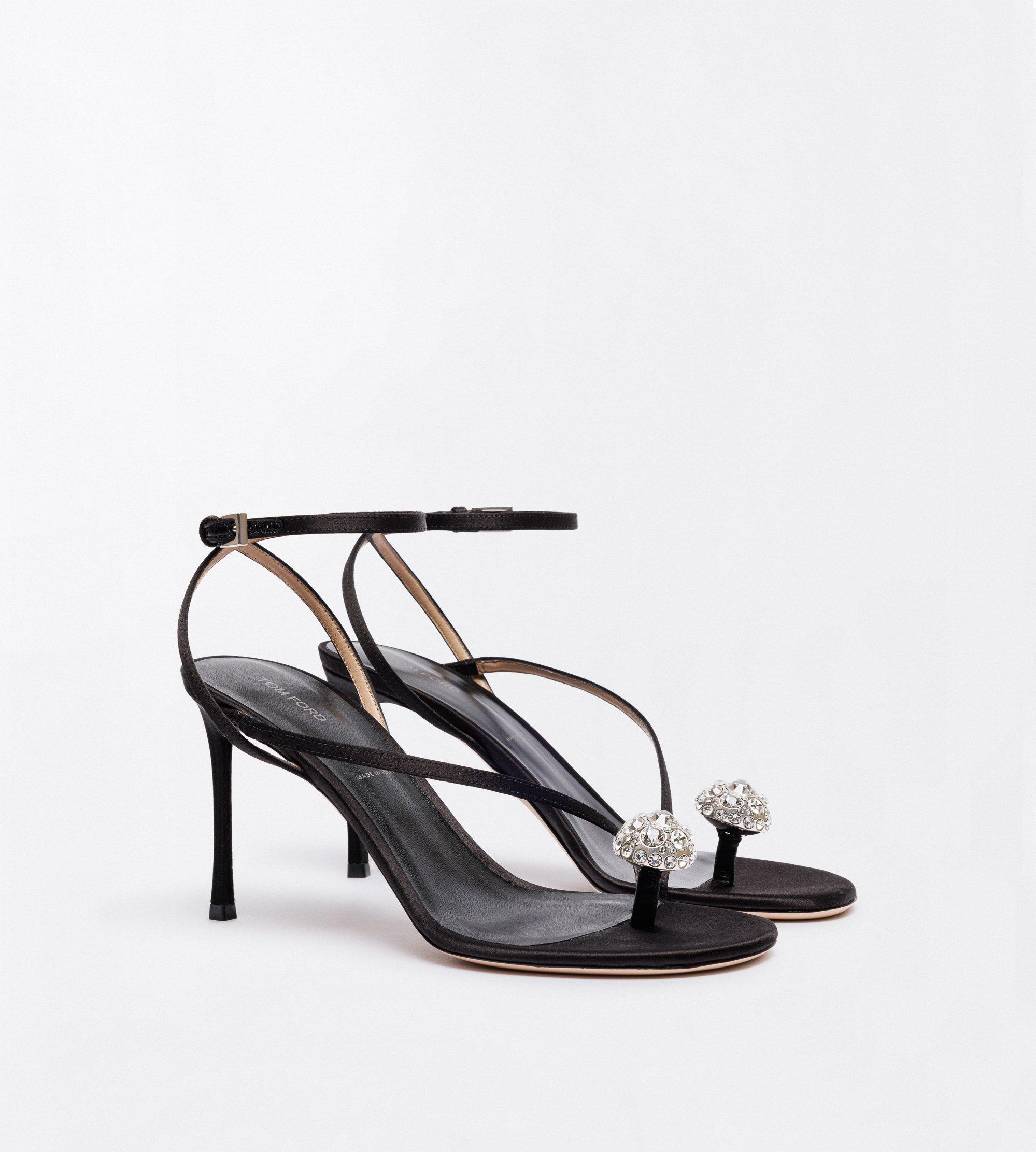 SATIN AND CRYSTAL STONES CASSIA ANKLE STRAP SANDAL
