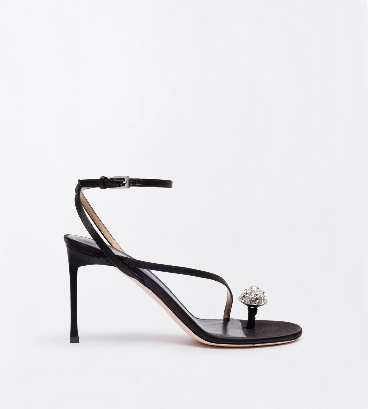 TOM FORD CRYSTAL BLACK + CRYSTAL SATIN AND CRYSTAL STONES CASSIA ANKLE STRAP SANDAL