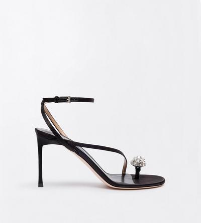 TOM FORD CRYSTAL BLACK + CRYSTAL SATIN AND CRYSTAL STONES CASSIA ANKLE STRAP SANDAL