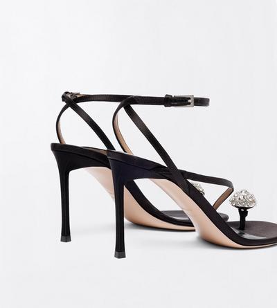 TOM FORD CRYSTAL BLACK + CRYSTAL SATIN AND CRYSTAL STONES CASSIA ANKLE STRAP SANDAL