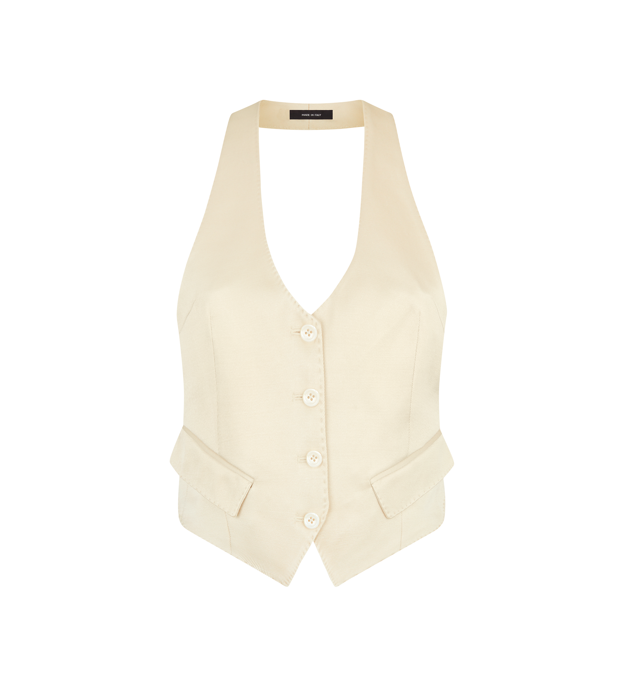 SILK AND WOOL TWILL OPEN BACK WAISTCOAT