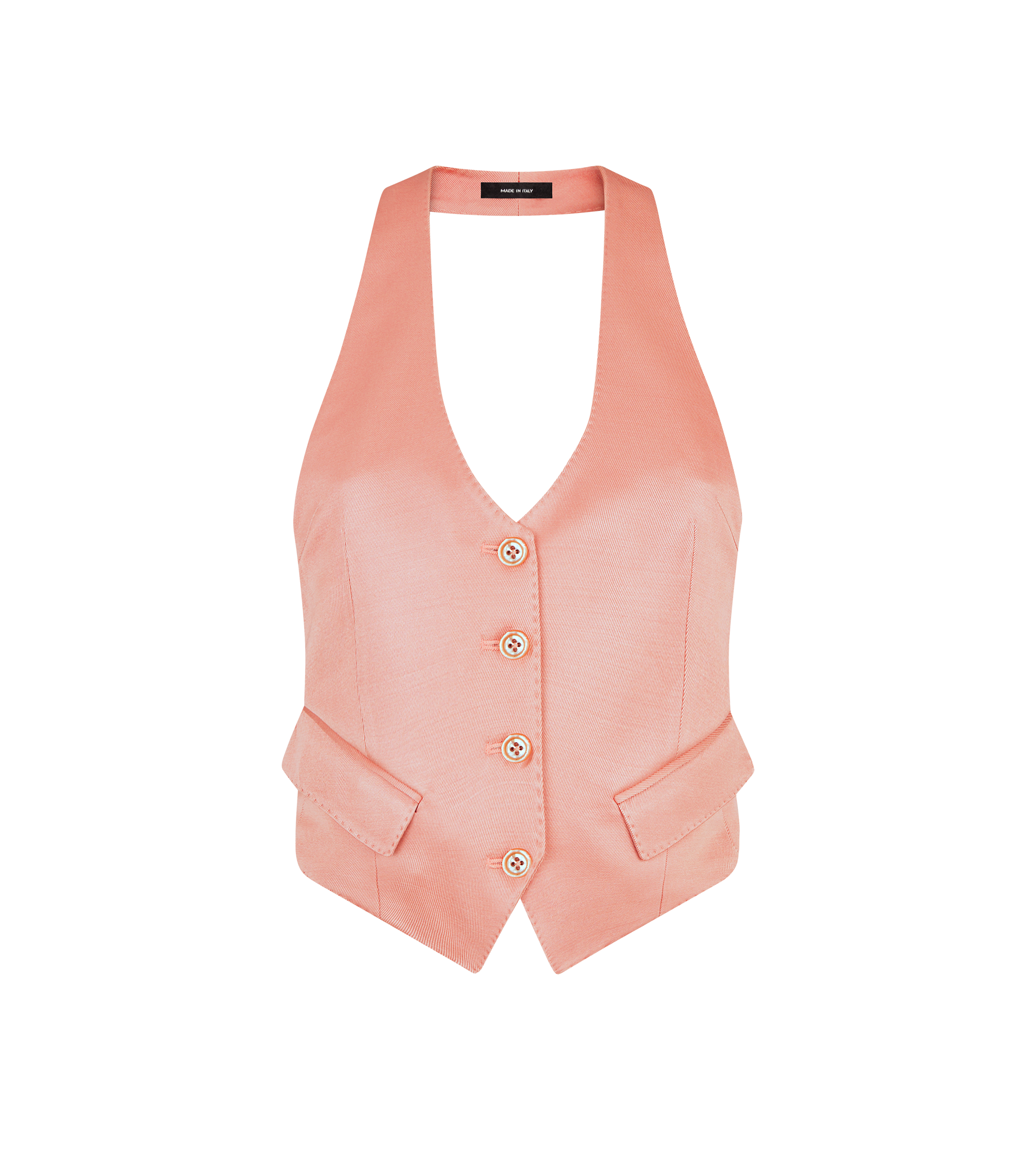 SILK AND WOOL TWILL OPEN BACK WAISTCOAT