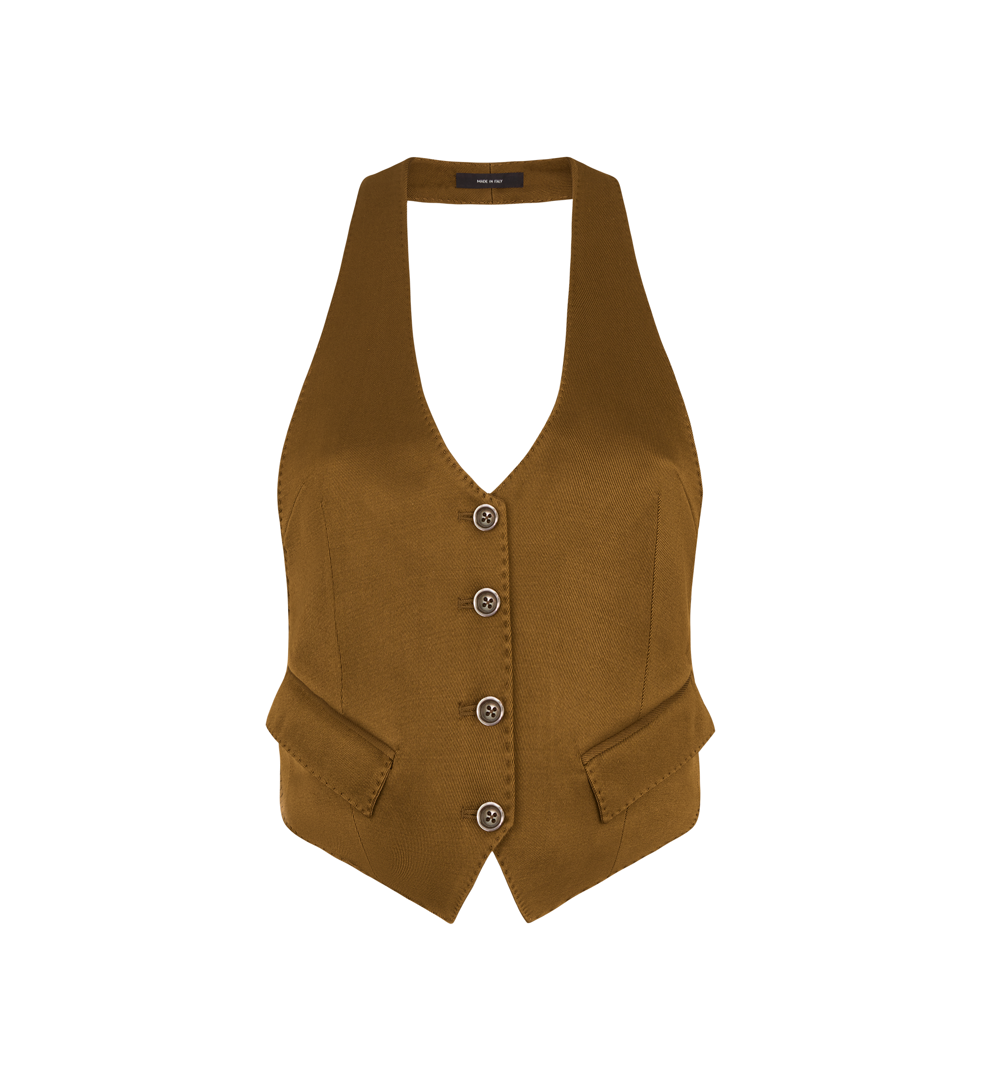 SILK AND WOOL TWILL OPEN BACK WAISTCOAT