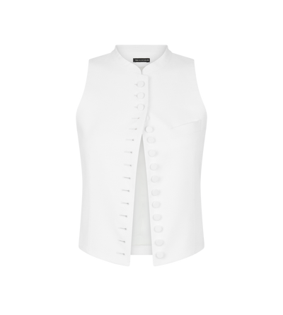 WESTE AUS BAUMWOLL-PIQU&Eacute; MIT MEHREREN KN&Ouml;PFEN UND ZIERLICHEM DESIGN