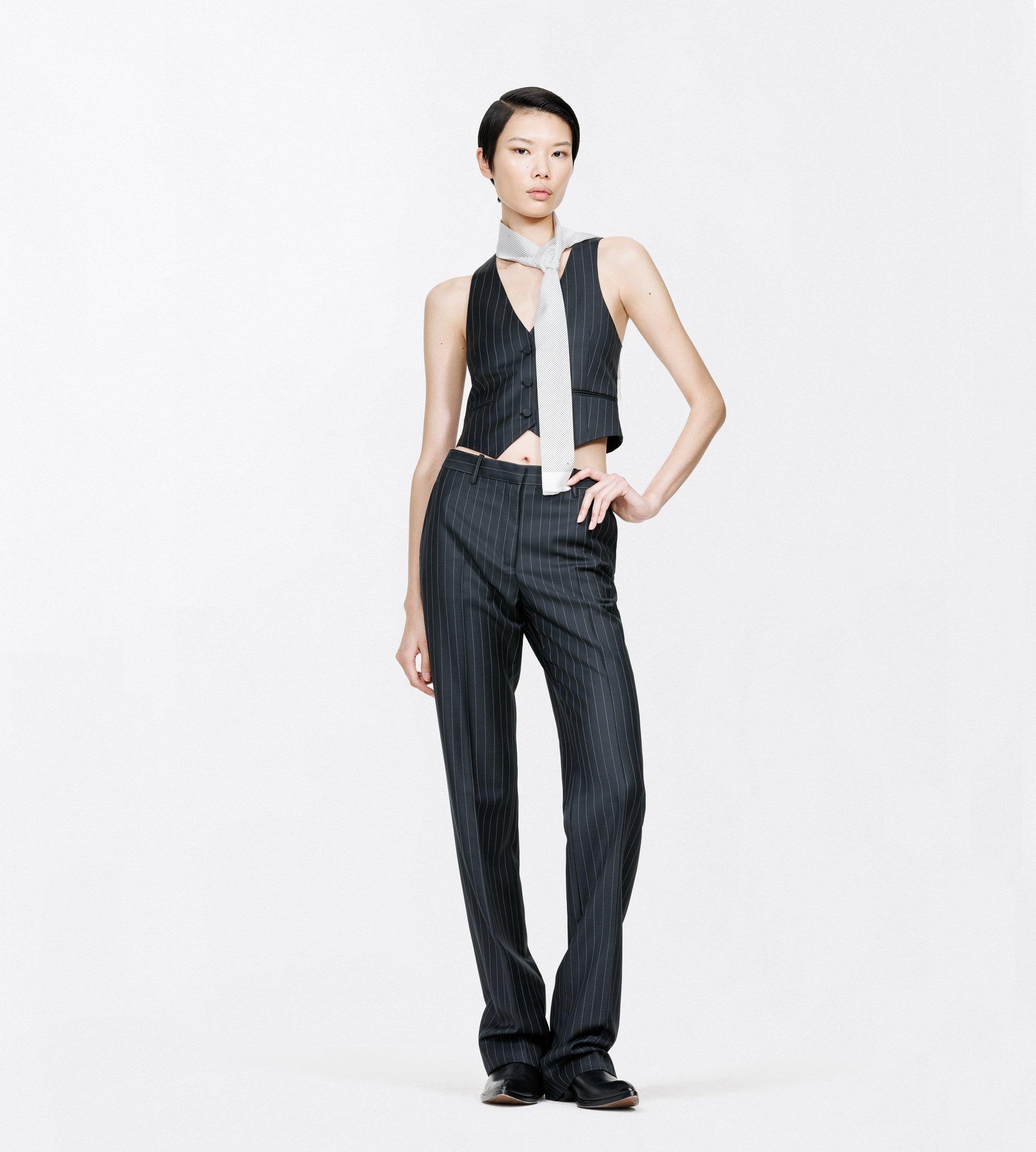 GILET IN LANA E MOHAIR A RIGHE SOTTILI